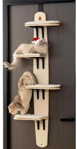 Arbre À Chat À Suspendre À La Porte avec 4 Niveaux, Échelle pour Chats avec Griffoirs Et Jouets pour Chats D'intérieur, Parcours D’Escalade pour Chat D’Intérieur