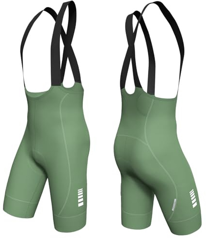 Lo.gas Bib Shorts Herren,Radhose Herren Tight Trägerhose Kurze Gepolstert mit 3 Taschen,Atmungsaktiv und Schnelltrocknend für Rennrad,Gravel Bike & Mountainbike Grass Green Large
