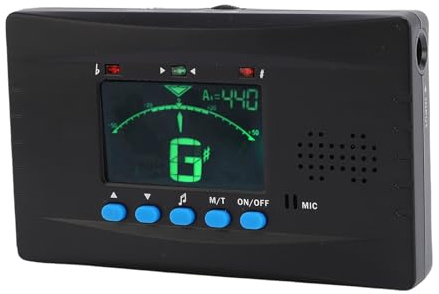 Hamwesh Guzheng Tuner, 3 in 1 High Contrast LCD Screen Accurate Sensitive Tuning Guzheng Metronome Tuner, Electronic with Microphone Clamp, Adjustable Support, and