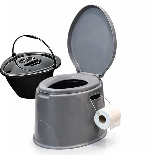 DIVCHI Portable Camping Toilet for Adults, Compact Lightweight Toilet with Lid, Removable Bucket & Paper Holder, 6L Large Capacity Travel Toilets for Car, Tent & Outdoor Use