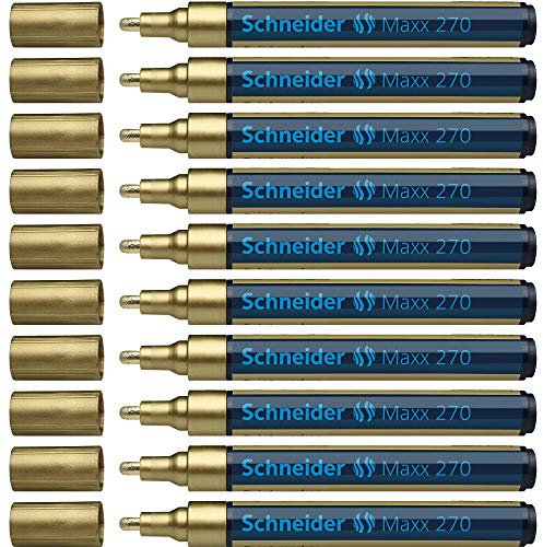 Schneider Maxx 270 Lackmarker (Rundspitze, Spitze austauschbar, 1 - 3 mm) 10er Packung gold