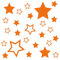 kleb-Drauf® | 25 Sterne | Orange - matt | Wandtattoo Wandaufkleber Wandsticker Aufkleber Sticker | Wohnzimmer Schlafzimmer Kinderzimmer Küche Bad | Deko Wände Glas Fenster Tür Fliese