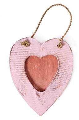 kadoh Bilderrahmen Herz rosa 13x16 cm Bildausschnitt ca. 7x7,5 cm Holz Rahmen Wanddeko