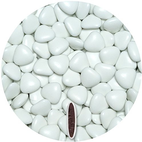 EinsSein 0,5kg Schokoherzen Dragees medium weiss glanz Gastgeschenke Hochzeit, Taufe, Kommunion, Kindergeburtstag | Schokodragees, Dragees in Herzform bzw. Schokolinsen als Ersatz für Hochzeitsmandeln