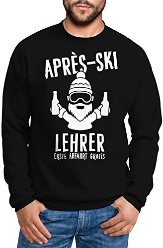 MoonWorks Sweatshirt Herren Apres-Ski Lehrer Rundhals-Pullover schwarz L