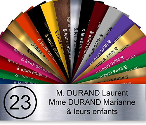 Plaque Boite Aux Lettres Adhésive PVC Avec Numéro – Plaque Gravée À Personnaliser 10 x 2,5 cm – 20 Couleurs Disponibles (Gris Alu Métallisé)