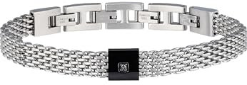 Breil Armband BLACK DIAMOND für Herren aus Edelstahl mit Diamant in der Farbe Silber, mit Faltverschluss, Länge: 22 cm, TJ2955