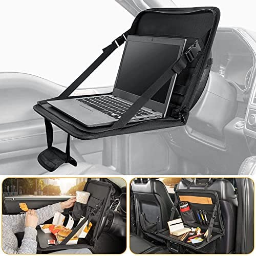 JOYTUTUS Car Laptop Holder and Organiser - Multifunctional Car Office Bag with Tray Table, Eating Work Table, Back Seat Organiser, Durable Foldable Laptop Bag Desk