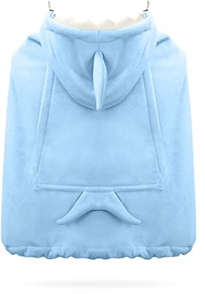 SONARIN Warmer Babytrage Bezug,Universal Winter Tragecover mit Kapuze Winddicht Tragetuchhüllen Fußsack Regenschutz Umhänge Bezug für Babytragen & Tragetücher(Blau)