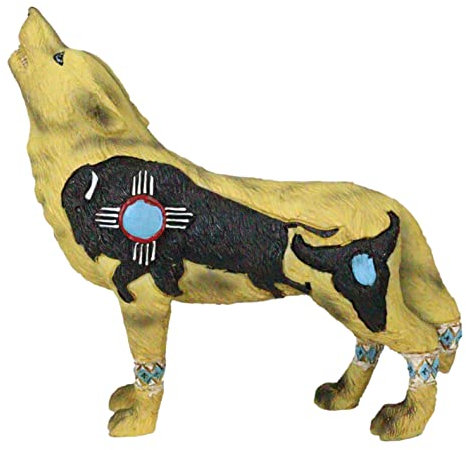 Ebros Gift Native Tribal Heulender Wolf Totem Spirit Figurine Collection 15,9 cm L Tier Dekor Statue (Türkis Büffel Bull)