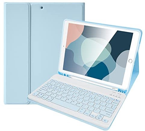 Lively Life 9.7 inch Keyboard Case for iPad 6th Generation,iPad 5th Generation, iPad Pro 9.7 inch, iPad Air 2/1, Detachable Bluetooth keyboard with Auto Wake/Sleep & Built-in Pencil Slot- Blue