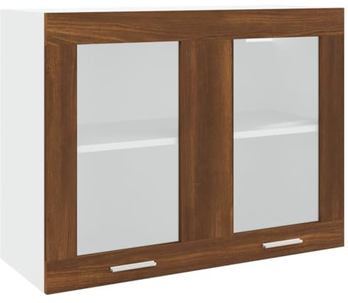 vidaXL Armario Vitrina Colgante Aparador Sala Almacenaje Mueble Salón Flotante Dormitorio Entrada Estante Madera Color Marrón Roble