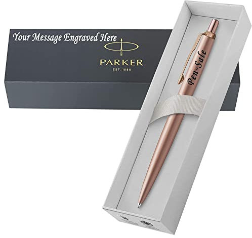 Personalised Engraved Parker Jotter Ballpoint Pen in a Classy Engraved Gift Box, Personalised Gift for Anniversary, Christmas - Enter Your Custom Text (Jotter Rose Gold)
