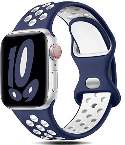 Gulemfy Compatible avec Apple Watch Bracelet - Sport Bracelet 44mm 42mm 45mm 46mm 49mm 38mm 40mm 41mm, Homme Femme Bracelet Silicone Respirant pour iWatch Series SE 10 9 8 7 6 5 4 3 2 1 Ultra
