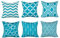 TIDWIACE 6er Set Dekorativen Outdoor Kissen Türkis 50 x 50 cm, Geometrische Kissenbezüge Quadratische Kissenhülle für Sofa Wohnzimmer Zierkissen für Schlafzimmer, Sofa, Stuhl, Bett, Garten Dekor