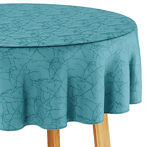 Filumi Tischdecke 140x180 cm oval Blau Abwaschbar Für Indoor Outdoor Marmormuster Manil