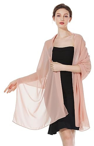BEAUTELICATE Scialle Stola Donna Elegante Chiffon Coprispalle Sciarpa Estivo per Cerimonia Matrimonio Sposa Festa (Blush Pink - Plus Size, Taglia unica)
