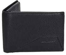 PIQUADRO, MenÉs Wallet with Flip Up ID Window, Coin Pocket Black, Schwarz, Taglia Unica, Geldbörse mit Dokumentenhalter