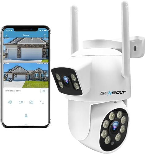 GENBOLT WLAN Überwachungskamera Aussen, 2.4/5GHz WiFi Überwachungskamera Außen Mit Dual Lens, CCTV IP Security Kamera Überwachung Aussen Outdoor Sicherheitskamera Mit Farbnacht, Humanoide Erkennung