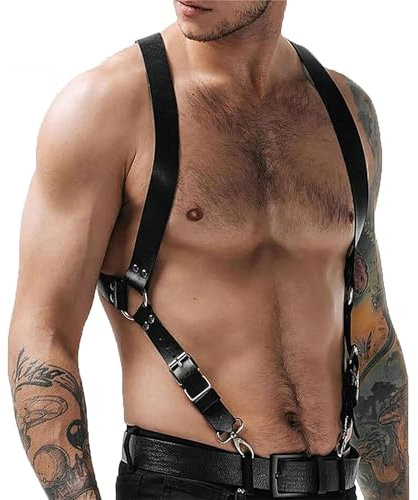 Fetisch Harness Männer Leder Verstellbarer Schulter Brust Gürtel Bondage Unterwäsche Gay