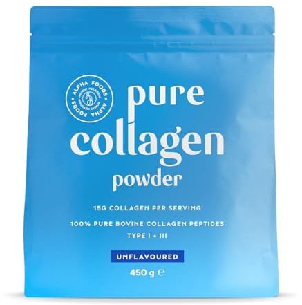 Collageno in Polvere 450g | Peptidi di Collagene Idrolizzato Puro | Non Aromatizzato | Integratore Collageno da Bere | Colageno Donna e Uomo | Collagen Peptides per Capelli, Pelle e Ossa | Alpha Foods