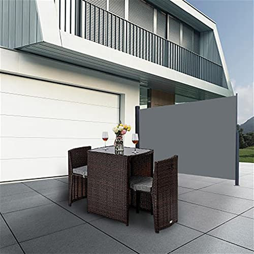Toldo Lateral retráctil para Patio, protección Solar contra el Viento, cobertizo Lateral con Divisor de privacidad, Refugio para sombrilla con dosel para Exteriores, Gris, 160x300cm