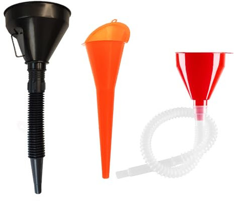 3Pcs Right Angle Flexible Plastic Funnel Set, Fuel Funnel with Filter, Funnel for Car, Oil Funnel, Petrol Funnel, Fuel Funnel, Car Funnel, Funnel with Flexible Hose for Motorcycle Car Automotive