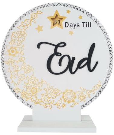 Eid Ramadan Kalender Countdown, drehbar 30 Tage Til Eid, islamischer muslimischer Holz Ramadan Adventskalender, Ramadan Dekorationen für Zuhause Tisch Party Dekor