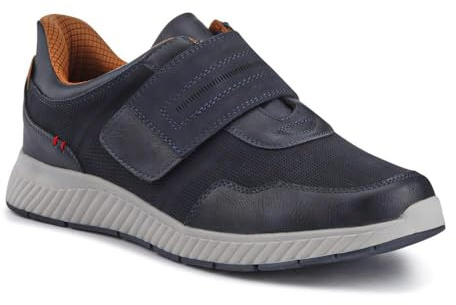Easy Step in Wide Fit Touch Fastening Trainers - Navy Size 8