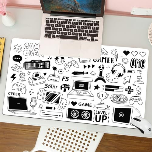 MESHIZIY Gaming Mouse Pad Computer Keyboard Mouse Mat Desk Pad Soft Smooth Surface and Anti-Slip Rubber Base,Gaming Streaming Doodle. Game Gadgets Gamer Equipment and Cyber Sport ga,12 x 31.5 in