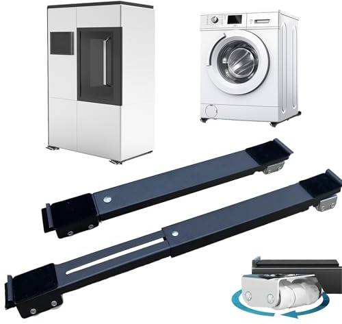 Heavy Duty Appliances Rollers, 360° Black Extendable Appliance Sliders | Washing Machine Sliders Wheels with Brake for Furniture Heavy Washing Dryer Refrigerator Hold Up to 660 Lb