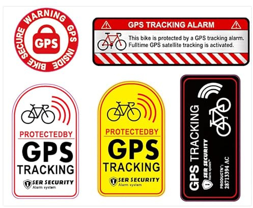 URYVAIW Adesivi Avviso GPS Tracker Set da 5, Riflettente, Adesivi Antifurto Resistenti alle Intemperie, per Bici, eBike, Auto & Moto, Interno