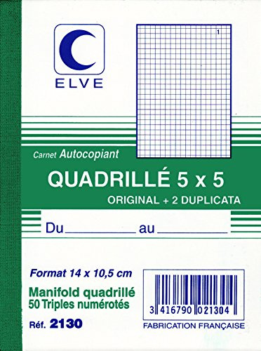 CARNET AUTOCOPIANT QUAD.5/5 140X105 50/3+0, Los von 10