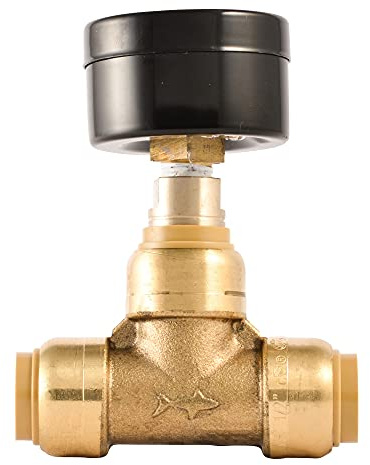 SharkBite 1/2 x 1/2 in Pressure Gauge Tee, Push-to-Connect Brass Plumbing Fitting, 24436