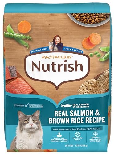Nutrish Rachael Ray Dry Cat Food Real Salmon & Brown Rice Recipe, 14 lb. Bag
