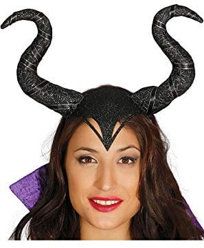 Guirca Fiestas Wicked Fairy Black Horns Headband Evil Devil Halloween Dress Up Horns Fancy Dress Scary Adults One Size