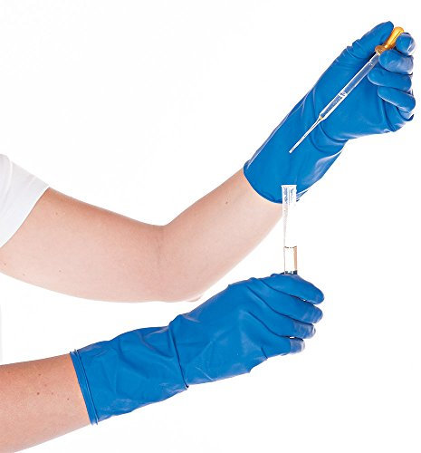 Hygostar High Risk Gants en latex non poudrés Bleu M 28 cm