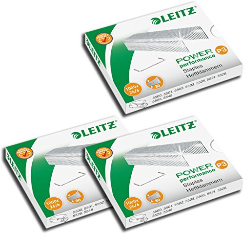 Leitz 55720000 Power Performance P3 Heftklammern, 26 / 6 (3 Packungen = 3000 Stück)