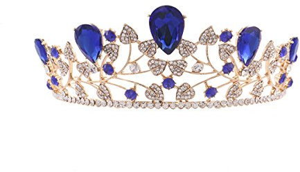 Frcolor Mode Frauen Hochzeit Braut Tiara krönen barocken Tiara Haarspangen Haarreifen Clip (blau)