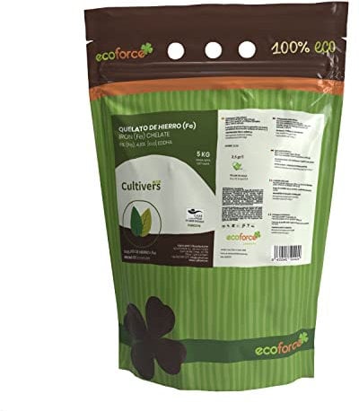 CULTIVERS Ecoforce Iron Chelate Ecological Fertilizer 5 Kg. Greening Antichlorosis. Essential Nutrient For Plants (6% Fe-Eddha And Another 4.8%). Force Fe