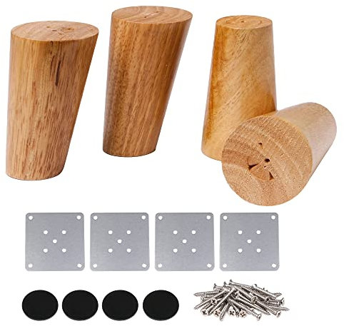 Yibuy 4 x Eiche Holz Oblique konisch Möbel Schrank Holzmöbel Bein für Sofa 10 cm Höhe