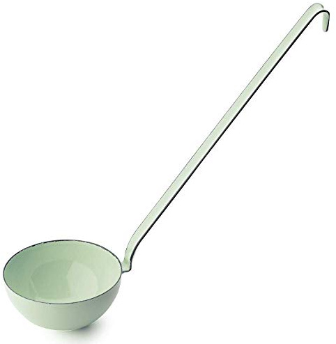 Riess Emaille Schöpflöffel Kochkelle Pastell Serie Küchentool zum Hängen (nilgrün, 8 cm)