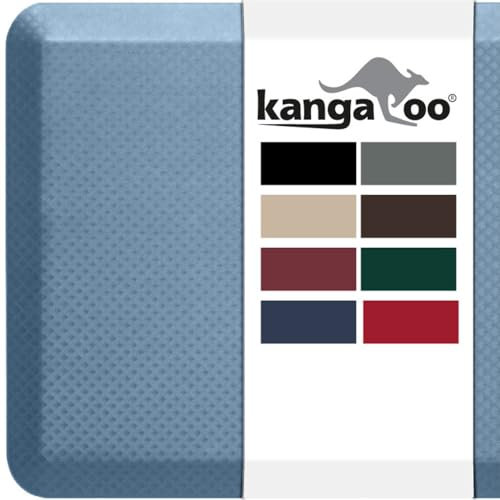 KANGAROO Tapete grueso ergonómico antifatiga acolchado para piso de cocina, tapete de escritorio de oficina de pie, parte superior impermeable, resistente a los arañazos, alfombras de espuma