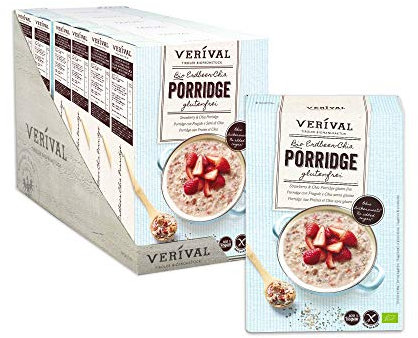 Verival Porridge Erdbeer Chia Glutenfrei | 6 x 350g | vegan | ohne Palmöl | glutenfrei | ohne Zuckerzusatz | hangefertigt in Tirol