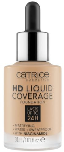 Catrice HD Liquid Coverage Foundation, Make Up, hält bis zu 24 Stunden, mattierend, Zweite-Haut-Effekt, Nr. 032 Nude Beige, nude, langanhaltend, mattierend, matt, vegan, ölfrei, wasserfest (30ml)