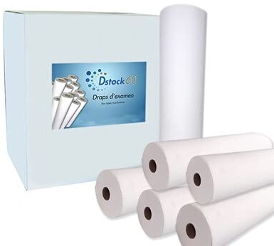 DSTOCK60-12 DRAPS D’EXAMEN 50 x 190 cm - Rouleau de 30 formats emballé individuellement 1,90 m de prédécoupe