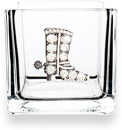 THE QUEENS' JEWELS Cowboy-Stiefel-Vase mit Schmucksteinen, 10,2 x 10,2 cm, einzigartiges Geschenk für Frauen, Geburtstag, niedlich, lustig, Western, nicht lackiert, dekoriert, glitzernd, Strass