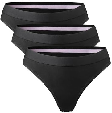 DANISH ENDURANCE Damen Tanga aus Bio-Baumwolle 3 Pack (Schwarz, Medium)