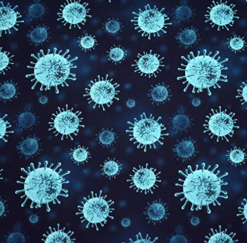 MAGAM-Stoffe Tomke Baumwollstoff Kinderstoff Oeko-Tex Meterware 50cm (Virus dunkelblau)