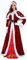 Lazzboy Weihnachten Kostüm Damen Cosplay Prinzessin Kleid Vintage Retro Weihnachtsfrau Santa Claus Mit Gürtel Weihnachtsmann V-Ausschnitt Dress Outfits Party Outfit Karneval (L,Rot)